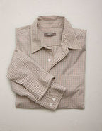 AE77 Premium Relaxed Striped Poplin Button-Up Shirt - Khaki