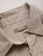AE77 Premium Relaxed Striped Poplin Button-Up Shirt - Khaki