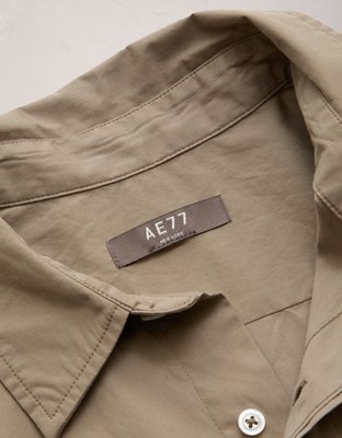 AE77 Premium Relaxed Striped Poplin Button-Up Shirt - Taupe