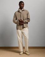 AE77 Premium Relaxed Striped Poplin Button-Up Shirt - Taupe