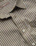 AE77 Premium Relaxed Striped Poplin Button-Up Shirt - Olive