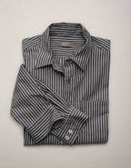 AE77 Premium Relaxed Striped Poplin Button-Up Shirt - Navy