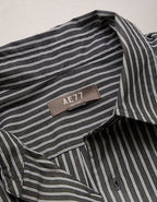 AE77 Premium Relaxed Striped Poplin Button-Up Shirt - Navy