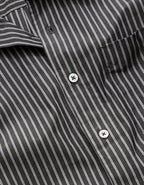 AE77 Premium Relaxed Striped Poplin Button-Up Shirt - Navy