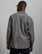 AE77 Premium Relaxed Striped Poplin Button-Up Shirt - Navy