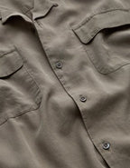AE77 Premium Relaxed Short-Sleeve Button-Up Shirt - Olive