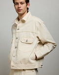 AE77 Premium Slim Fit Denim Trucker Jacket - Natural