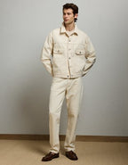 AE77 Premium Slim Fit Denim Trucker Jacket - Natural
