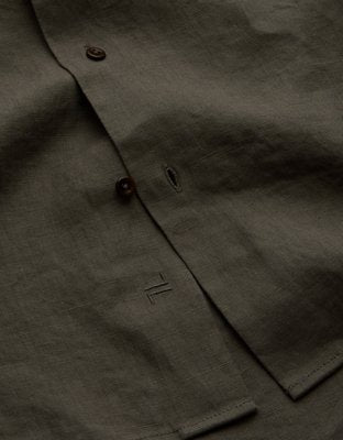 AE77 Premium Relaxed Linen Button-Up Shirt - Green