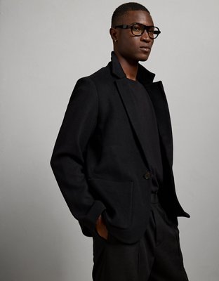 AE77 Premium Wool-Blend Blazer - Black