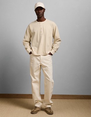 AE77 Long-Sleeve Surplus Henley Shirt - Cream