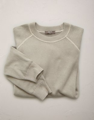 AE77 Garment-Washed Raglan Sweater - Grey