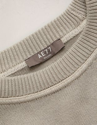 AE77 Garment-Washed Raglan Sweater - Grey
