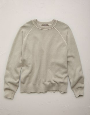 AE77 Garment-Washed Raglan Sweater - Grey
