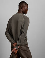AE77 Garment-Washed Raglan Sweater - Dark Brown