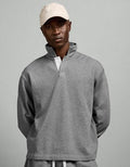 AE77 Garment-Washed Long-Sleeve Utility Polo Shirt - Heather Gray