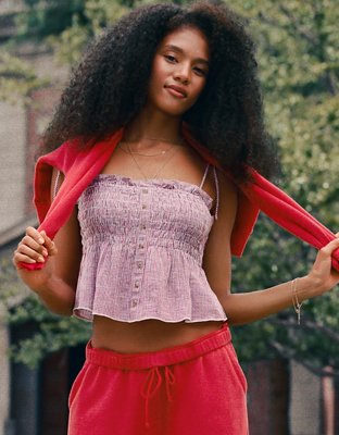 AE Smocked Button-Up Cami