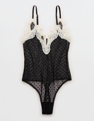 Show Off Sheer Happiness Lace Bodysuit - True Black