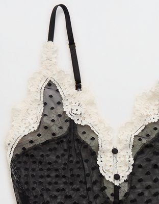 Show Off Sheer Happiness Lace Bodysuit - True Black