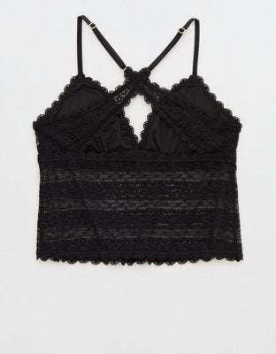 Show Off Lace Padded Bra Top - True Black