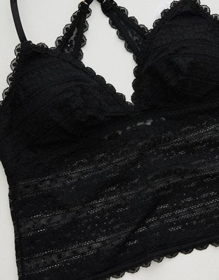 Show Off Lace Padded Bra Top - True Black