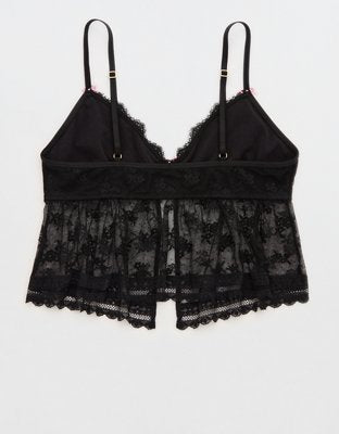 Show Off Midnight Romance Lace Bra Top - True Black