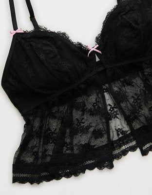 Show Off Midnight Romance Lace Bra Top - True Black