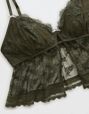 Show Off Midnight Romance Lace Bra Top - Festive Olive