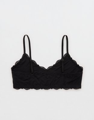 OVERSLEPT By Aerie Modal Lace Trim Bralette - True Black