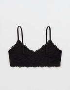 OVERSLEPT By Aerie Modal Lace Trim Bralette - True Black