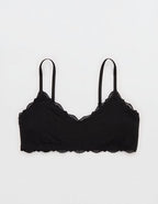 OVERSLEPT By Aerie Modal Lace Trim Bralette - True Black