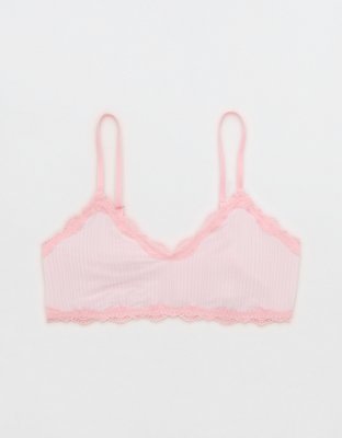 OVERSLEPT By Aerie Modal Lace Trim Bralette - Pink Petal
