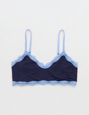 OVERSLEPT By Aerie Modal Lace Trim Bralette - Horizon Sky
