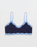 OVERSLEPT By Aerie Modal Lace Trim Bralette - Horizon Sky