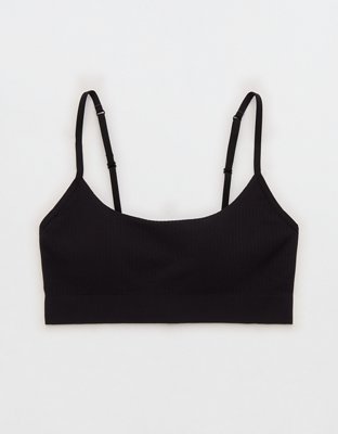 Superchill Seamless Rib Padded Scoop Bralette - True Black
