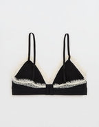 Superchill Cotton Rib Padded Triangle Bralette - True Black