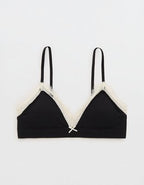 Superchill Cotton Rib Padded Triangle Bralette - True Black