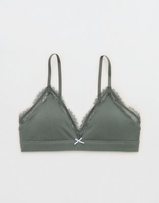 Superchill Cotton Rib Padded Triangle Bralette - Royal Palm