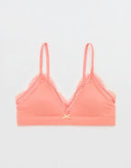 Superchill Cotton Rib Padded Triangle Bralette - Wild Peach