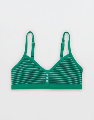 Superchill Cotton Rib Padded Bralette - Pine