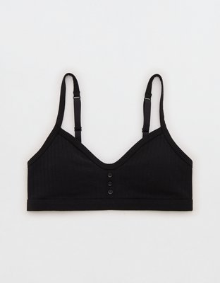 Superchill Cotton Rib Padded Bralette - True Black