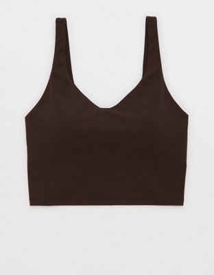 OFFLINE By Aerie Real Me Low Key Longline Sports Bra - Deep Earth