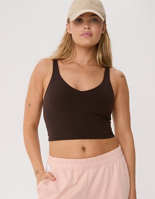 OFFLINE By Aerie Real Me Low Key Longline Sports Bra - Deep Earth