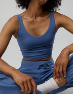 OFFLINE By Aerie Real Me Low Key Longline Sports Bra - Marbled Blue