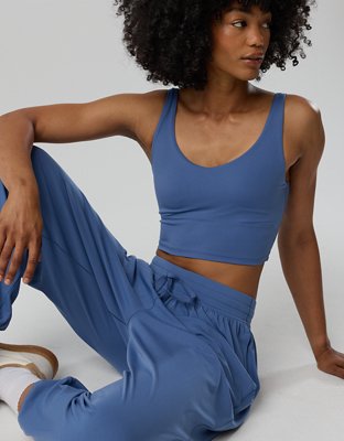 OFFLINE By Aerie Real Me Low Key Longline Sports Bra - Marbled Blue