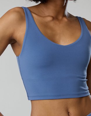 OFFLINE By Aerie Real Me Low Key Longline Sports Bra - Marbled Blue