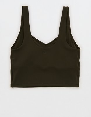 OFFLINE By Aerie Real Me Low Key Longline Sports Bra - Olive Petal