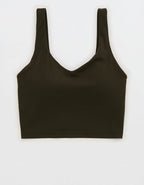 OFFLINE By Aerie Real Me Low Key Longline Sports Bra - Olive Petal