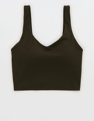 OFFLINE By Aerie Real Me Low Key Longline Sports Bra - Olive Petal