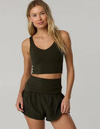 OFFLINE By Aerie Real Me Low Key Longline Sports Bra - Olive Petal